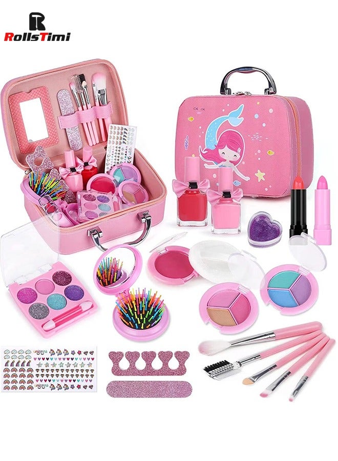 رولستيمي طقم ماكياج مع حقيبة للتخزين اللون الوردي المحمولة غير سامة دائم وقابل للغسل - Image 1