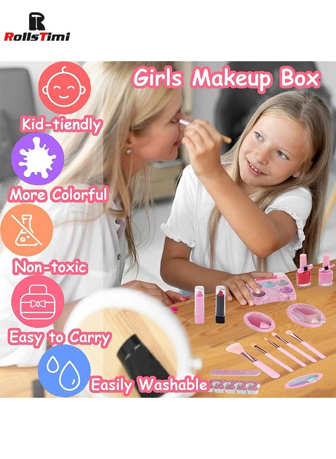 رولستيمي طقم ماكياج مع حقيبة للتخزين اللون الوردي المحمولة غير سامة دائم وقابل للغسل - Image 5