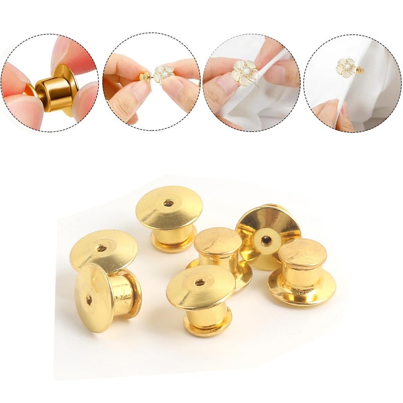 suyncyi 30 PCS Locking Pin Backs,Locking Pin Keepers,Metal Pin Backing for Brooch Enamel Lapel Pin Lock(Golden) - Image 3