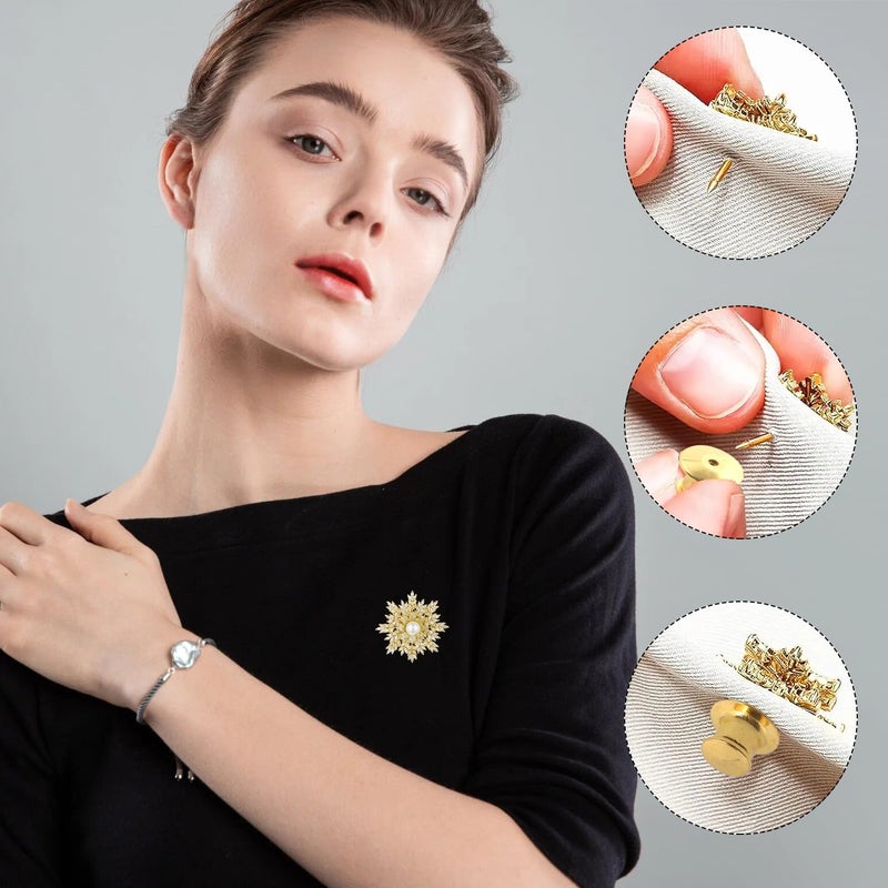 suyncyi 30 PCS Locking Pin Backs,Locking Pin Keepers,Metal Pin Backing for Brooch Enamel Lapel Pin Lock(Golden) - Image 4