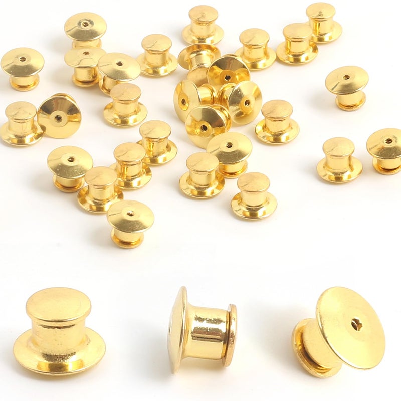 suyncyi 30 PCS Locking Pin Backs,Locking Pin Keepers,Metal Pin Backing for Brooch Enamel Lapel Pin Lock(Golden) - Image 1