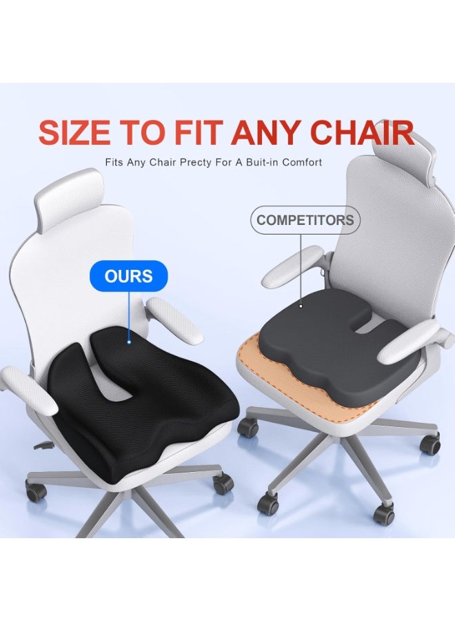 X Large Memory Seat Cushion for Office Chair Ergonomic Cushions  Pillow for Pressure Relief Sciatica  Pain Relief Memory Foam for Long Sitting for Gaming Chair and Car Seat - Image 2