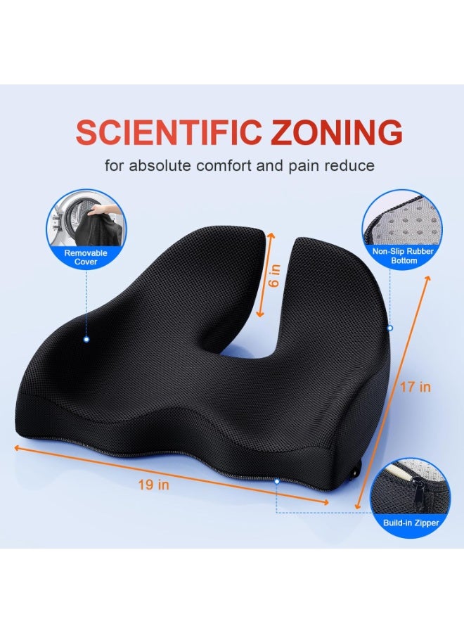 X Large Memory Seat Cushion for Office Chair Ergonomic Cushions  Pillow for Pressure Relief Sciatica  Pain Relief Memory Foam for Long Sitting for Gaming Chair and Car Seat - Image 5