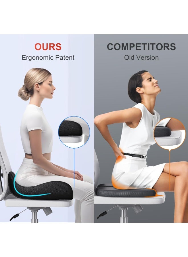 X Large Memory Seat Cushion for Office Chair Ergonomic Cushions  Pillow for Pressure Relief Sciatica  Pain Relief Memory Foam for Long Sitting for Gaming Chair and Car Seat - Image 3