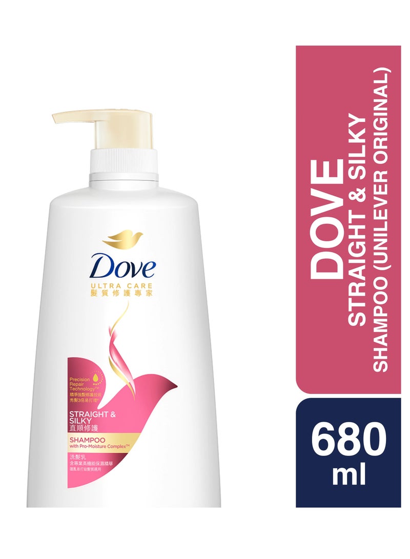 Dove ULTRA CARE STRAIGHT & SILKY SHAMPOO for frizzy, unmanageable hair 680 ml - Image 1