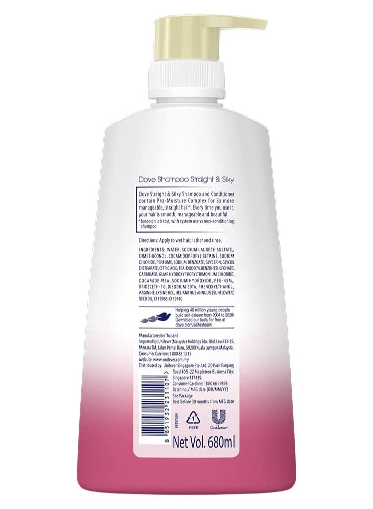 Dove ULTRA CARE STRAIGHT & SILKY SHAMPOO for frizzy, unmanageable hair 680 ml - Image 3