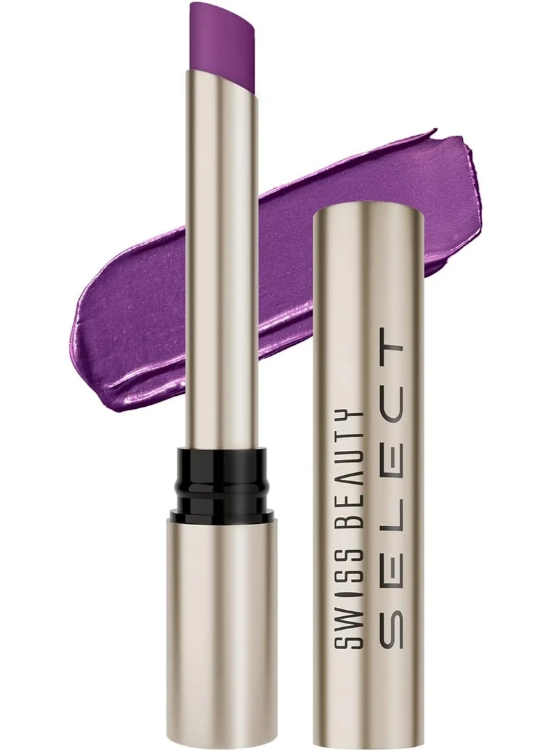 سويس بيوتي Swiss Beauty Select High On Shine Creamy Lipstick | With Mirror-shine finish | Enriched with Vitamin E | Shade- Admirer Plum, 1g |