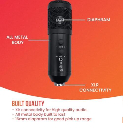 Audio Array AM-C42 Plug & Play AI Noise Cancelling USB Condenser Microphone | Mute Button/Echo/Volume Knob | Kit with Boom Arm & Pop Filter | Karaoke, Gaming, Streaming, Podcast | Mac/PC/Mobile - Image 3
