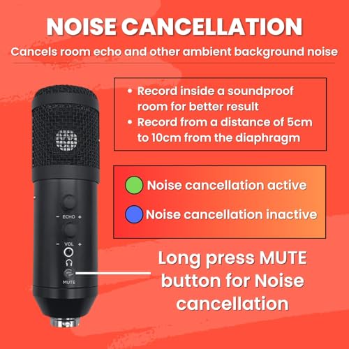 Audio Array AM-C42 Plug & Play AI Noise Cancelling USB Condenser Microphone | Mute Button/Echo/Volume Knob | Kit with Boom Arm & Pop Filter | Karaoke, Gaming, Streaming, Podcast | Mac/PC/Mobile - Image 4