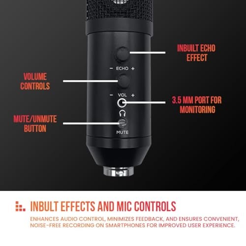 Audio Array AM-C42 Plug & Play AI Noise Cancelling USB Condenser Microphone | Mute Button/Echo/Volume Knob | Kit with Boom Arm & Pop Filter | Karaoke, Gaming, Streaming, Podcast | Mac/PC/Mobile - Image 5