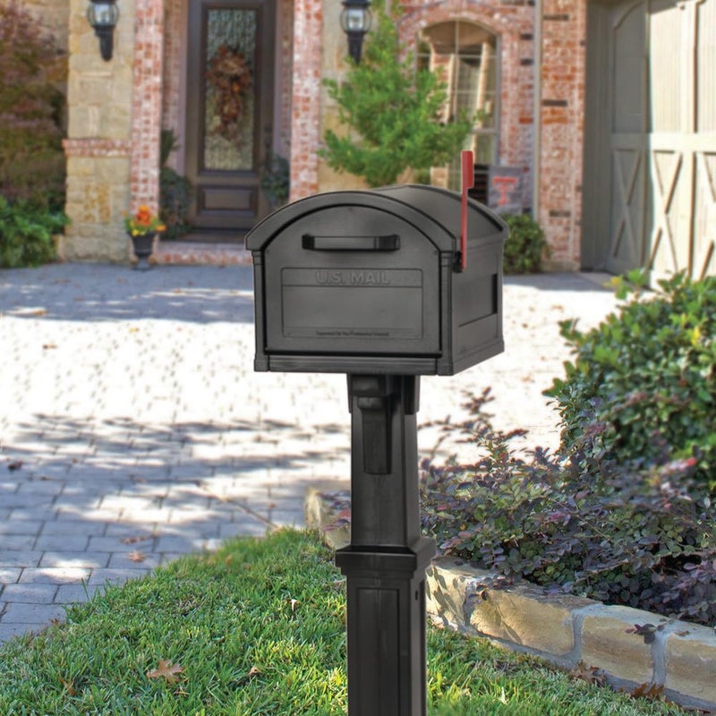 ARCHITECTURAL MAILBOXES Grand Haven Plastic, Mailbox and Post Kit, Black Extra Large - Image 2
