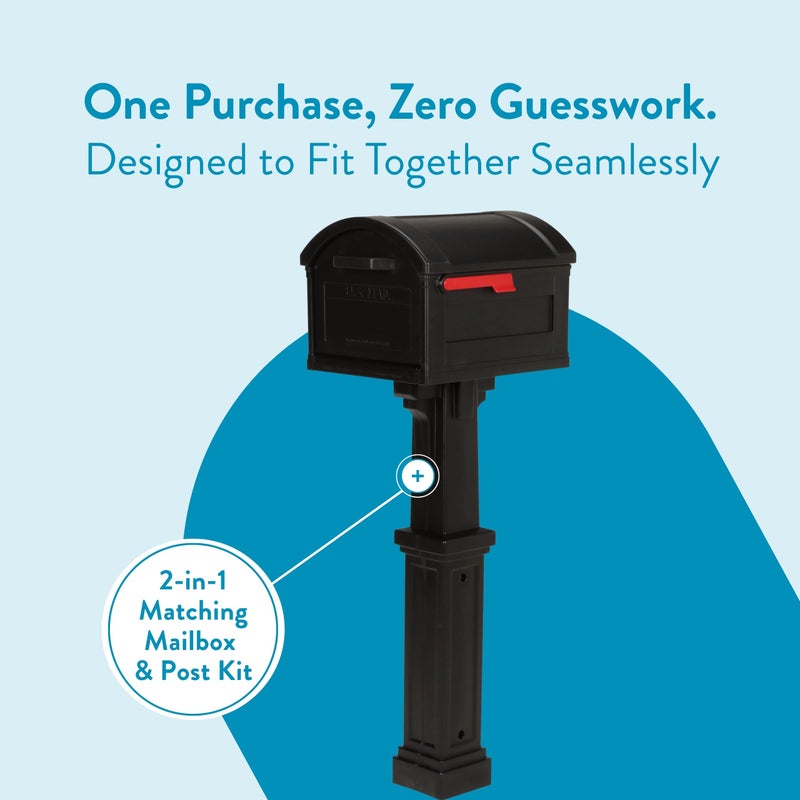 ARCHITECTURAL MAILBOXES Grand Haven Plastic, Mailbox and Post Kit, Black Extra Large - Image 3