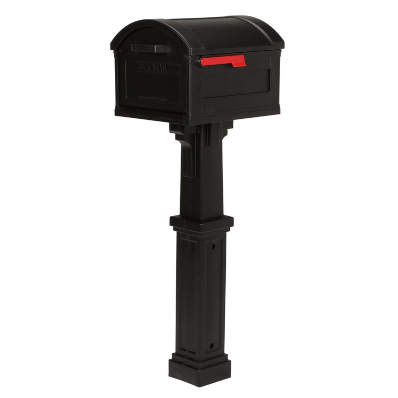 ARCHITECTURAL MAILBOXES Grand Haven Plastic, Mailbox and Post Kit, Black Extra Large - Image 1