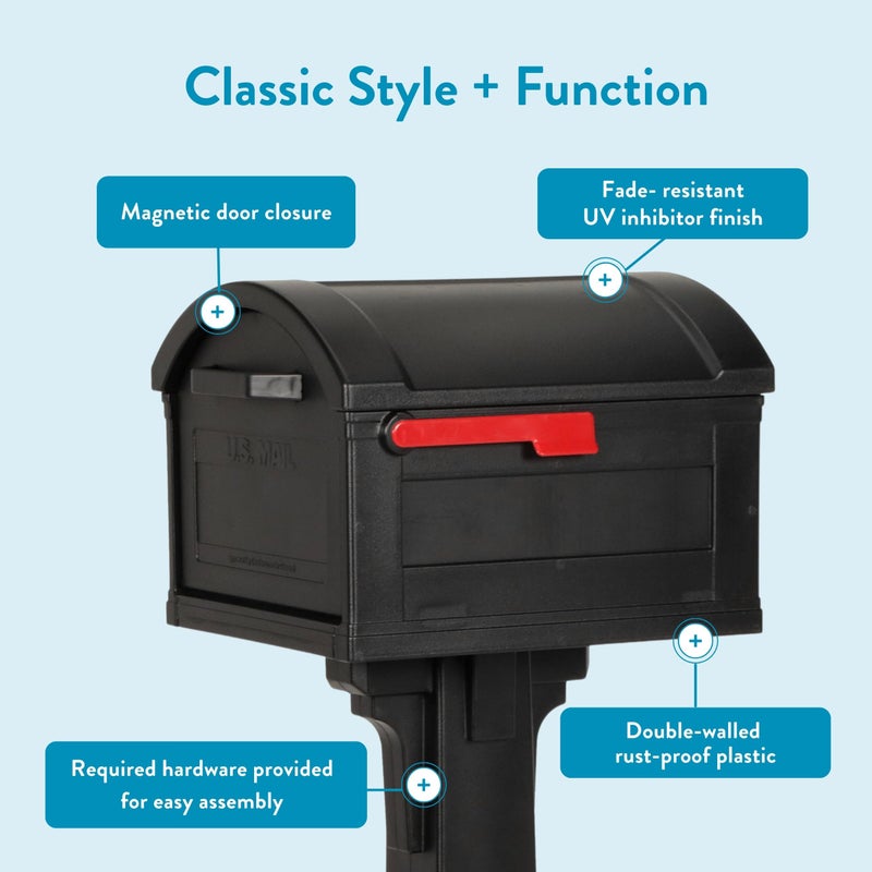 ARCHITECTURAL MAILBOXES Grand Haven Plastic, Mailbox and Post Kit, Black Extra Large - Image 5