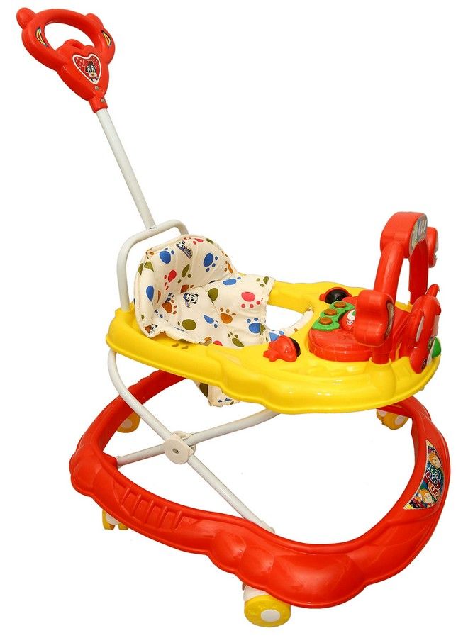 Goyal's Rabbit Face Musical Walker With Parental Push Handle & 3 Levels Height Adjustment Red Yellow - Image 4
