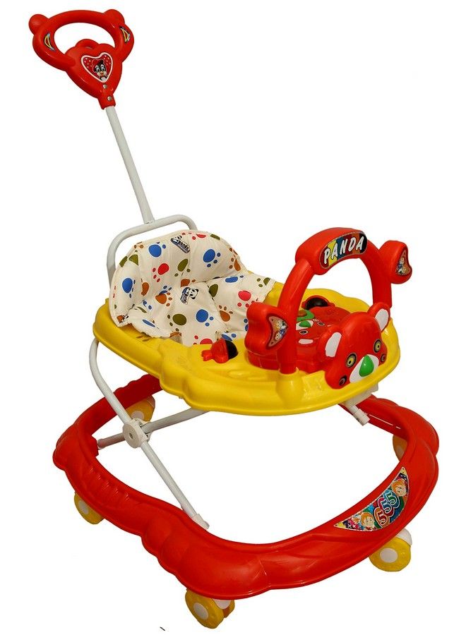 Goyal's Rabbit Face Musical Walker With Parental Push Handle & 3 Levels Height Adjustment Red Yellow - Image 2