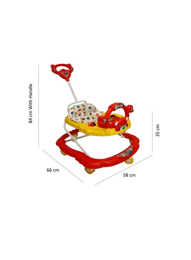 Goyal's Rabbit Face Musical Walker With Parental Push Handle & 3 Levels Height Adjustment Red Yellow - Image 5