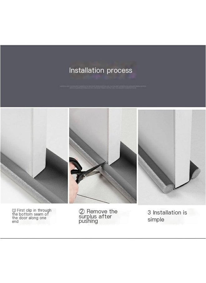 Twin Door Draft Stopper, Double Side Under Door Bottom Seal Strip Noise Blocker | Door Sweep Draft Blocker for Door | 39L x 1W x 3T(cm) | Black