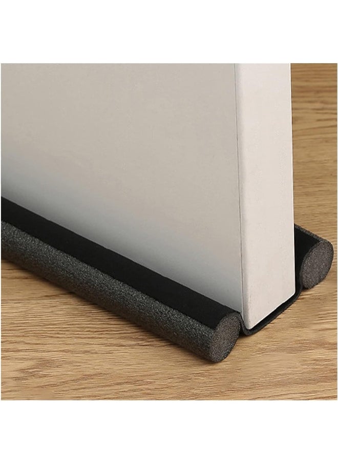 Twin Door Draft Stopper, Double Side Under Door Bottom Seal Strip Noise Blocker | Door Sweep Draft Blocker for Door | 39L x 1W x 3T(cm) | Black