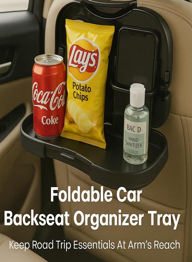 POTAUTO Foldable Backseat Car Tray - Multi-Function Travel Food & Drink Holder Organizer for Kids & Adults - Universal Fit Seat Mount Table for Cars, SUVs & Trucks - Image 3