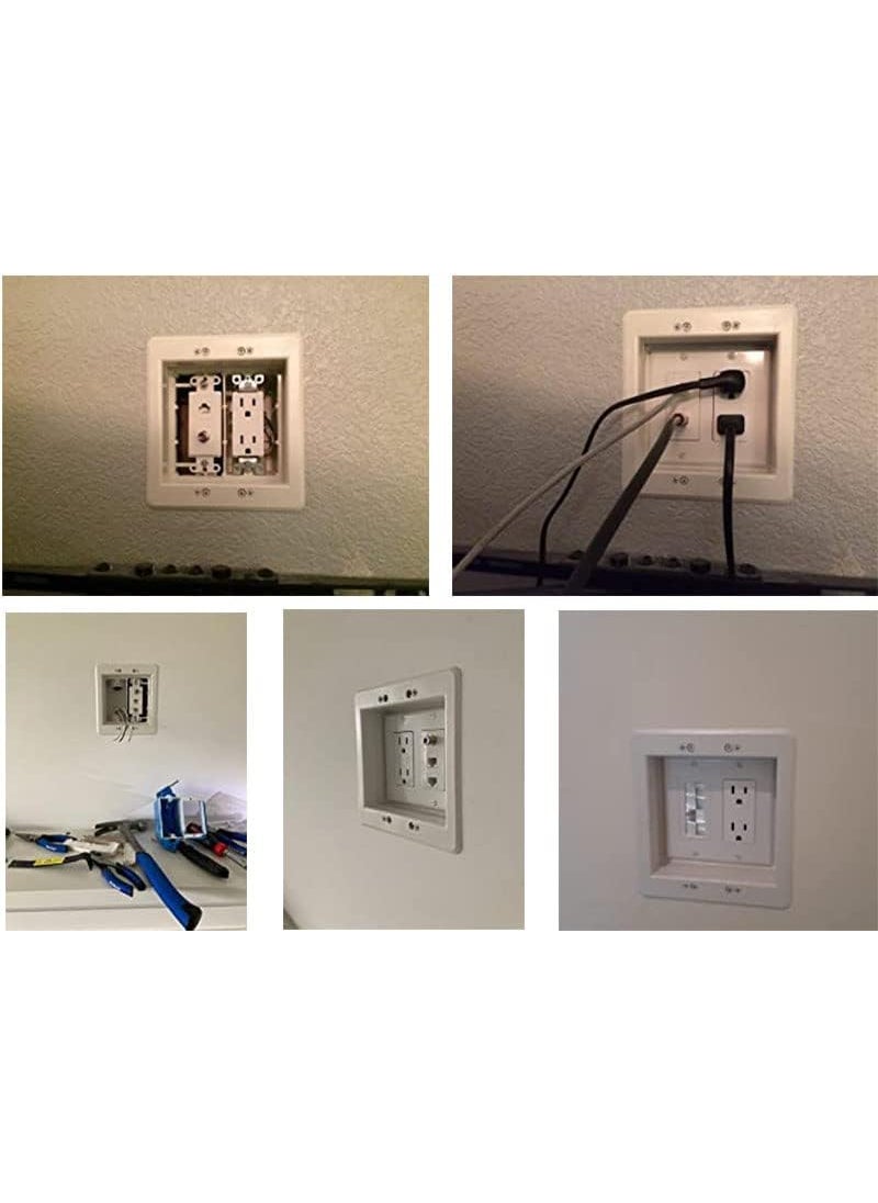 iMBAPrice iMBAPrice IMBATVBU5051 White 2Gang Recessed TV Box Wall Plate Kit for mounting flatscreen TVs and other electronic devices 1Pack  - Image 5