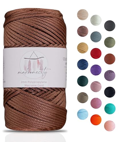 Makromecity, Polyester Macrame Cord 2mm x 125 Yards (375 feet) 2mm Polypropylene Macrame Cord Crochet Macrame Bag Cord Crafts for Wall Hangings, Bags, Underplate, Rug (1, Copper) - Image 1
