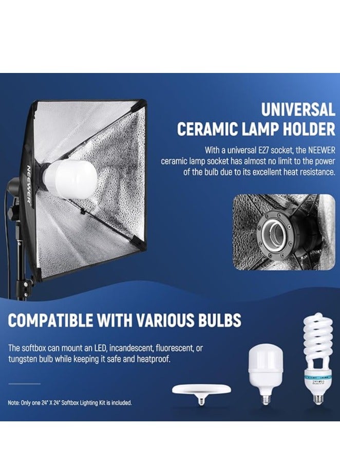 Neewer RGB Softbox Lighting Kit with App Control & 9 Effect Modes, 26W LED Bulb CRI93+ TLCI98+, E27 Porcelain Socket, 24" Softbox, for Studio Photography Lighting, NK800 - Image 4