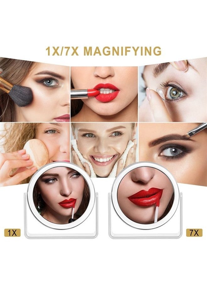 MKUMIR - 1x/7x Magnifying Makeup Mirror for Desk Double Sided 360°Rotation Desk Mirror,Portable Table Acrylic Small Standing Mirror for Cosmetic - Image 1