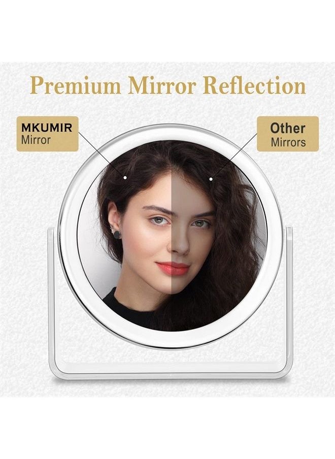 MKUMIR - 1x/7x Magnifying Makeup Mirror for Desk Double Sided 360°Rotation Desk Mirror,Portable Table Acrylic Small Standing Mirror for Cosmetic - Image 1