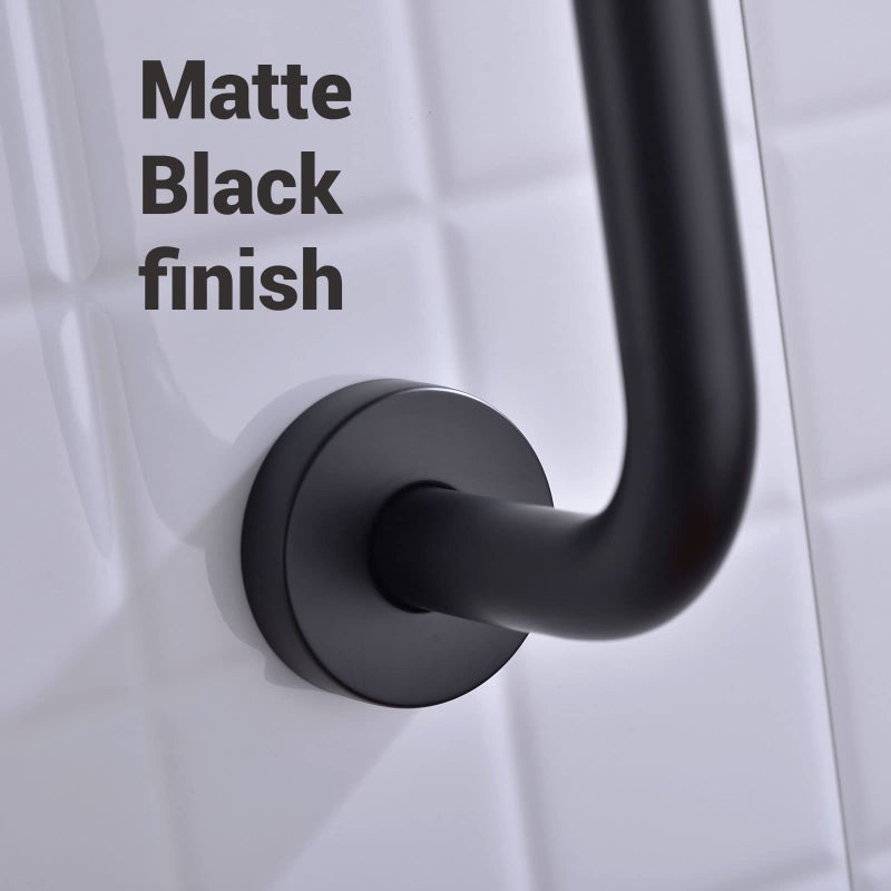 TRUSTMI Shower Arm with Flange 17 Inch S-Shaped Extension Pipe for Rainfall Shower Head, Wall Mounted 6 Inch High Rise Stainless Steel Extender Arm, Matte Black - Image 3