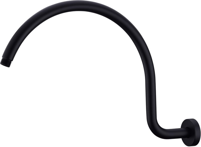 TRUSTMI Shower Arm with Flange 17 Inch S-Shaped Extension Pipe for Rainfall Shower Head, Wall Mounted 6 Inch High Rise Stainless Steel Extender Arm, Matte Black - Image 1