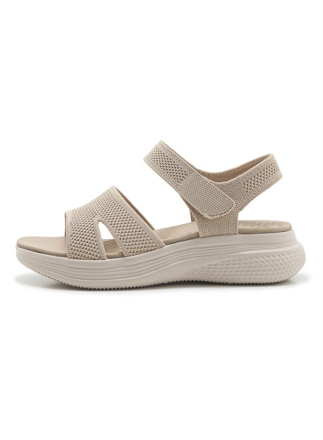NIBEMINENT Casual Thick Bottom Adhesive Sandals Women's Summer  Style Lightweight Beach Shoes Sporty Look Slip-On Flats  - Image 1