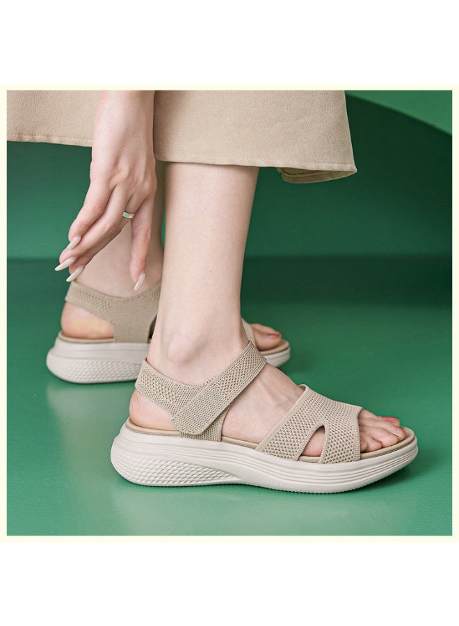 NIBEMINENT Casual Thick Bottom Adhesive Sandals Women's Summer  Style Lightweight Beach Shoes Sporty Look Slip-On Flats  - Image 3