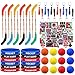 Hungdao 98 Pcs Hockey Party Favors Include 12 Ice Hockey Pencil with Eraser 12 Foam Knee Ball 12 Silicone Bracelet 12 Motivational Keychain 50 Sheet Sticker for Sport Team Birthday Party Supplies Gift - Image 4
