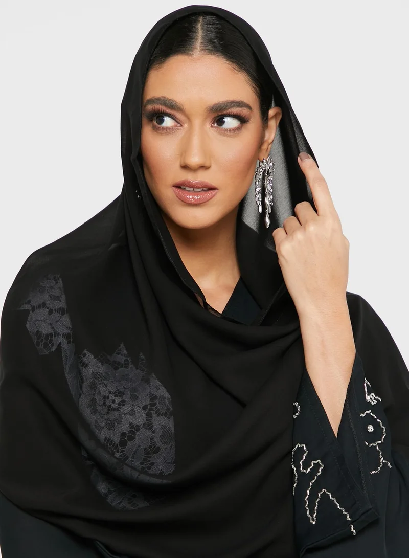 Khizana Embroidered Detail Abaya