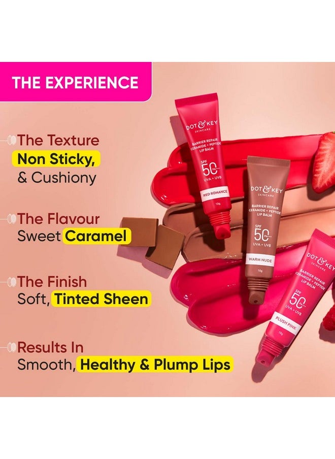 Dot & Key Dot & Key Ceramide & Peptide Barrier Repair Lip Balm SPF 50, PA+++ | Warm Nude | UVA/UVB Lip Protection | Soft Tinted Lip Moisturizer | Boosts Collagen & Instantly Plumps Lip | Prevents Pigmentation| Lip Balm for Women | 10gm  - Image 3