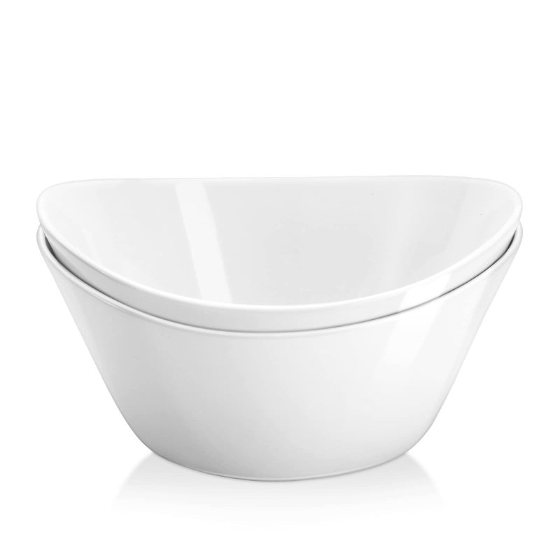 Yedio Salad Bowls Set 48 Ounces Porcelain Serving Bowls for Kitchen Large White Bowls for Soup Oatmeal Pasta Snacks Set of 2 Microwave Dishwasher Safe