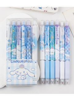 Sanrio Set of 6 Sanrio Cinnamoroll 0.5mm Press Sign Pens,  Girls and Boys Student Anime Gel  Pen  - Image 1