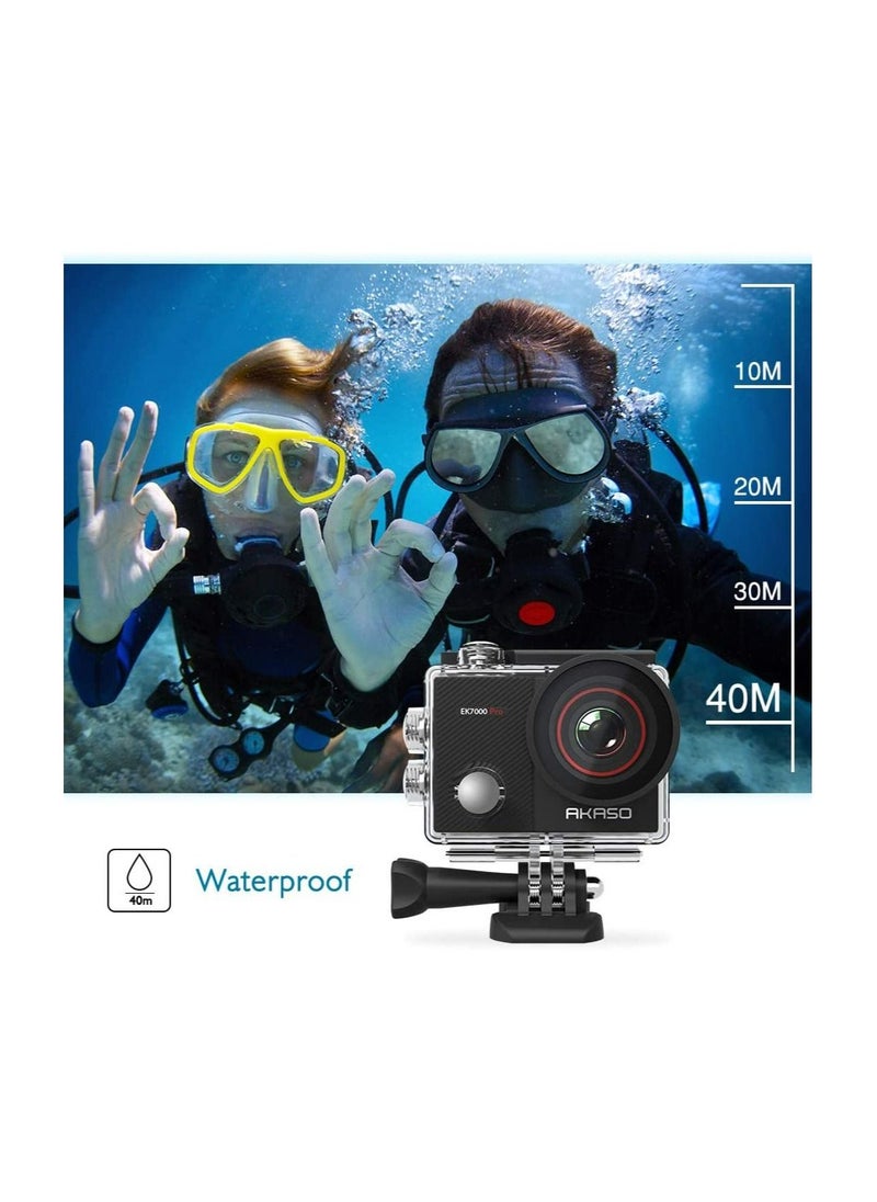 Akaso - EK7000 Pro 4K Action Camera with Touch Screen EIS Adjustable View Angle Web Camera 40m Waterproof Camera Remote Control Sports Camera with Helmet Accessories Kit - Image 1