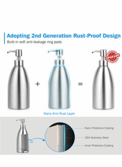 Stainless Steel Countertop Soap Dispenser 500ml, Rust-Proof Liquid Pump Bottle for Kitchen, Bathroom and Hand Dish Lotion[Upgraded Version] - pzsku/Z192FE38FFECA8E418859Z/45/_/1695806829/c18d2b73-b596-4fe0-9b84-1f3d711cf7f1