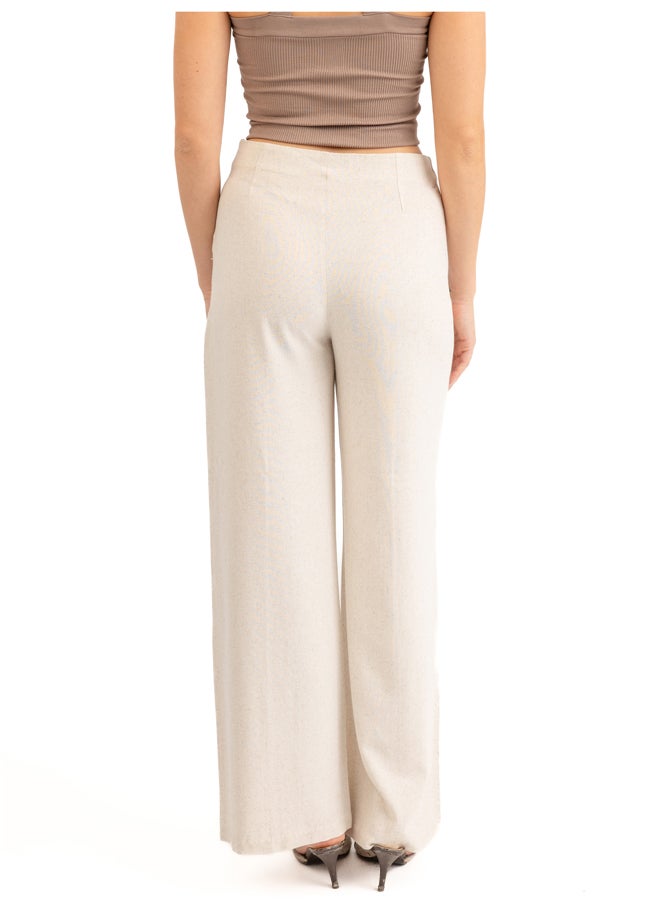 ASTK - Linen Wide Leg Pants With Front Stitch - Image 1