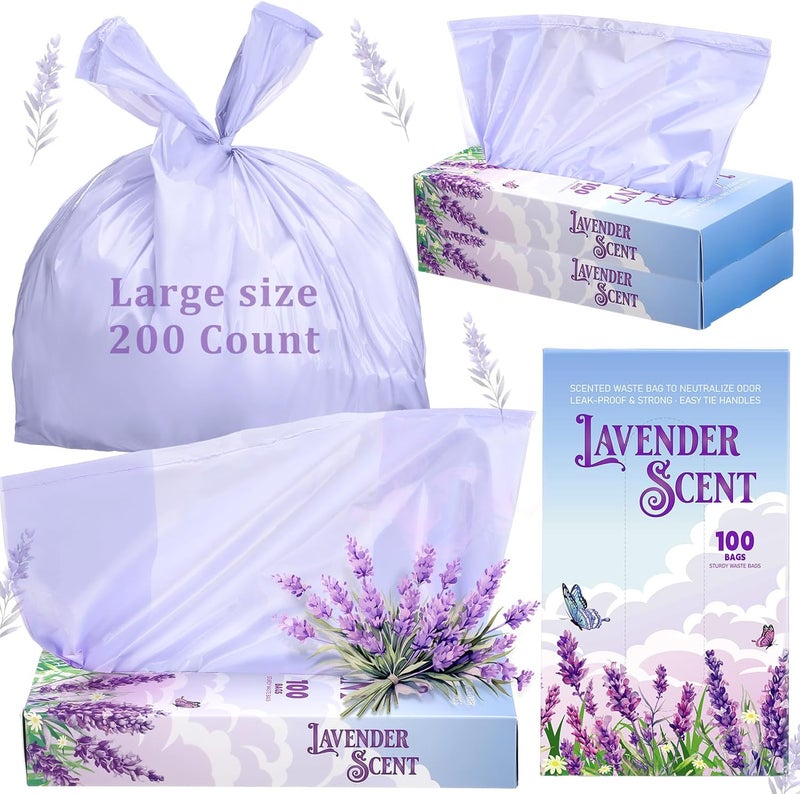 Teenyyou 200 قطعة 177 × 98 في أكياس النظافة المعطرة باللافندر للتخلص من النفايات بشكل سري للمنتجات النسائية، أكياس التخلص من الحفاضات أو نفايات الحيوانات الأليفة مع علامات سهلة الربط - Image 1