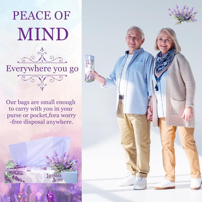 Teenyyou 200 قطعة 177 × 98 في أكياس النظافة المعطرة باللافندر للتخلص من النفايات بشكل سري للمنتجات النسائية، أكياس التخلص من الحفاضات أو نفايات الحيوانات الأليفة مع علامات سهلة الربط - Image 3