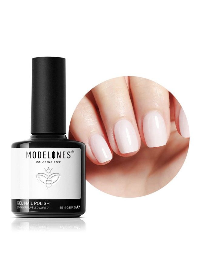 modelones مجموعة طلاء أظافر جل 1 قطعة 15 مل من جل شفاف أبيض حليبي شفاف بلون أبيض نقي مجموعة طلاء أظافر جل نقع مع مصباح LED للصالون في المنزل هدية مانيكير أظافر جل للنساء والفتيات - Image 2
