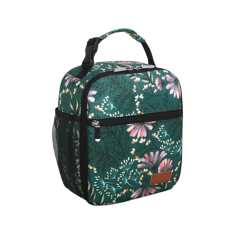 Lunch Box for Men Women Adults Small Lunch Bag for Office Work Picnic  Reusable Portable Lunchbox Malachite Green Flower