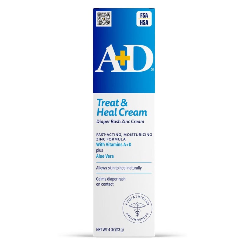 A + D كريم علاج طفح الحفاض بأكسيد الزنك A+D، ديميثيكون 1%، أكسيد الزنك 10%، كريم طفح سهل الانتشار للأطفال، أنبوب 4 أونصات (قد يختلف التعبئة) - Image 1