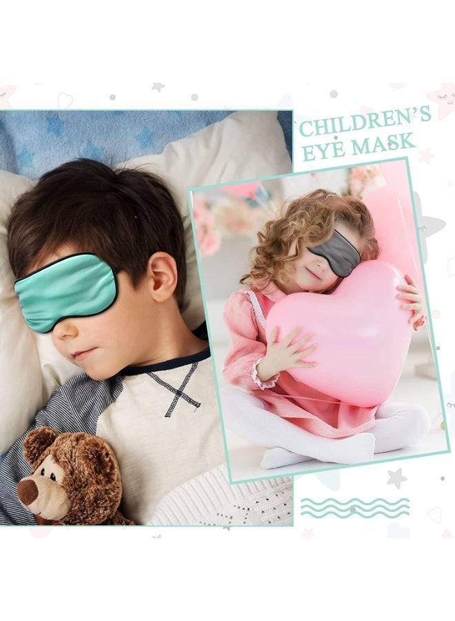 ChicAbode 4 قطع قناع العين للنوم للأطفال ناعم الحرير ناعم غطاء العين مع حزام قابل للتعديل غطاء العيون للنوم حجب الأضواء هدية الطفولة للأطفال للفتيان والبنات (الأخضر والرمادي) - Image 4