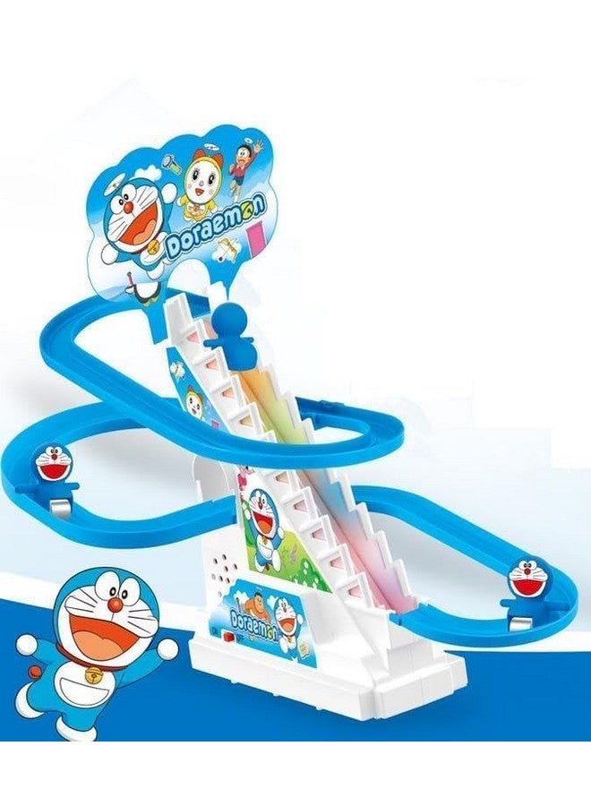 Goyal's Doraemon's Track Racing Toys for Kids - Small Doraemon's Stair Climbing Toys for Kids, Escalator Toy with Lights and Music - 3 Doraemon's Toy Included (Doraemon Racing Track Toy) - Image 1