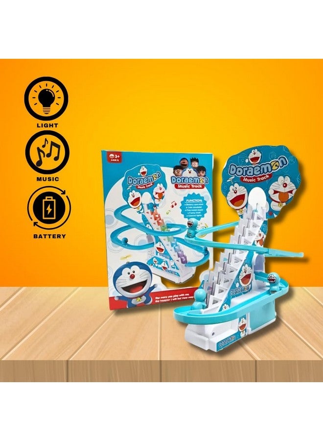 Goyal's Doraemon's Track Racing Toys for Kids - Small Doraemon's Stair Climbing Toys for Kids, Escalator Toy with Lights and Music - 3 Doraemon's Toy Included (Doraemon Racing Track Toy) - Image 4
