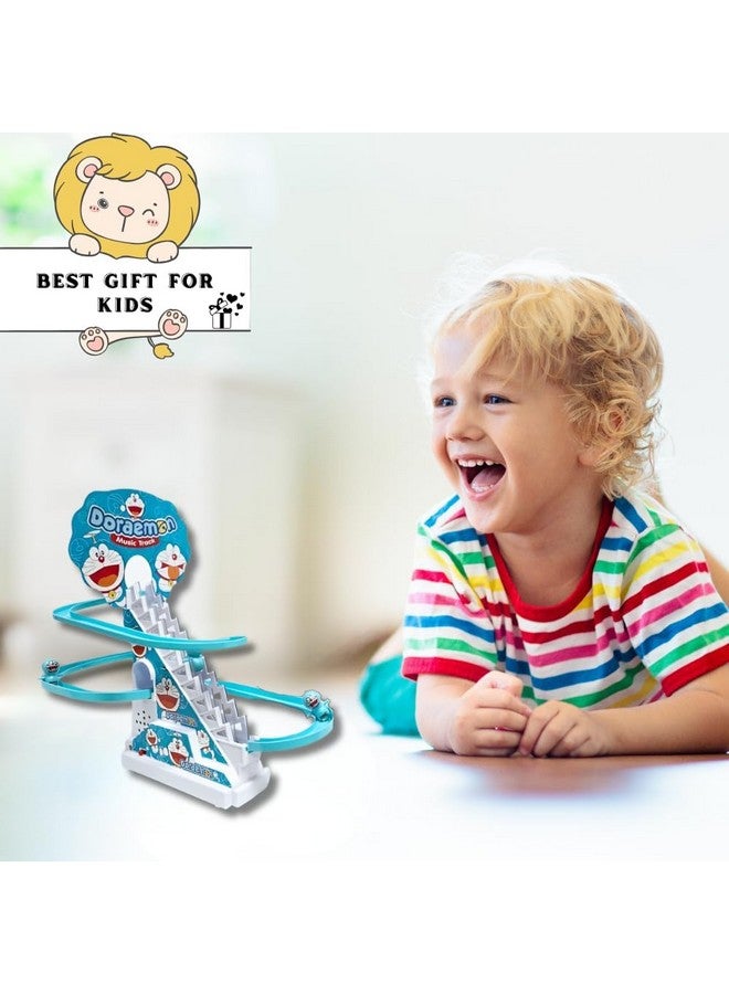 Goyal's Doraemon's Track Racing Toys for Kids - Small Doraemon's Stair Climbing Toys for Kids, Escalator Toy with Lights and Music - 3 Doraemon's Toy Included (Doraemon Racing Track Toy) - Image 2